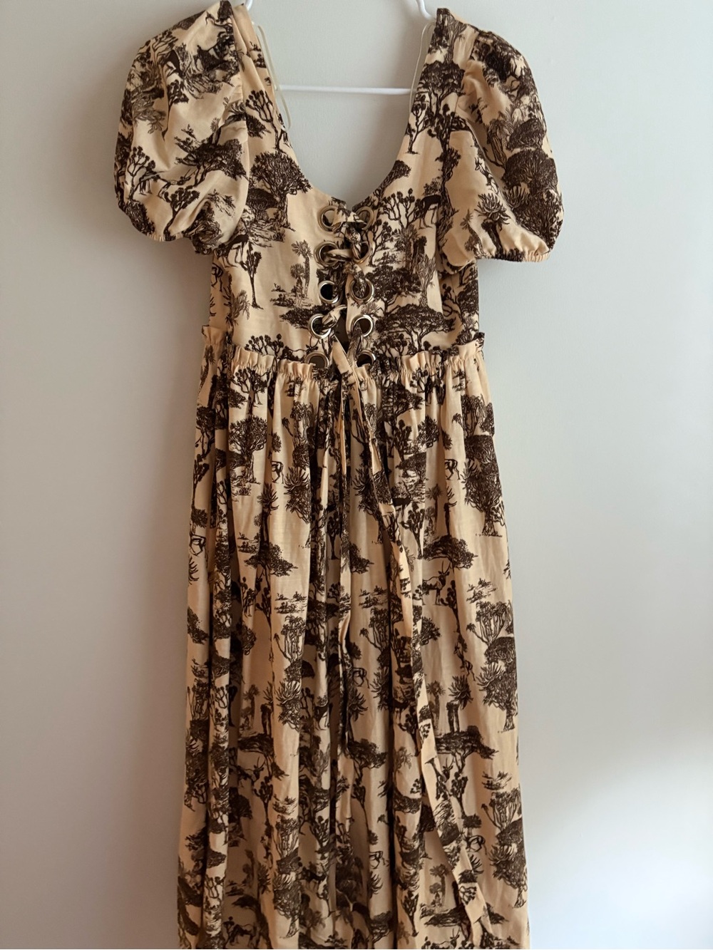 Tuckernuck Hyacinth House Brown Toile Camilla Corset Midi Dress, Size Small - Picture 8 of 9